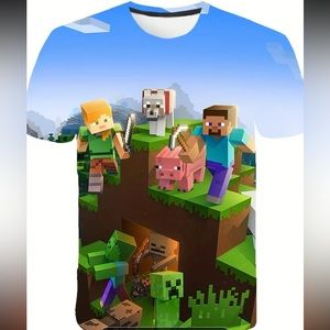 🌵. Boy's Cartoon Block Graphic T-shirt,